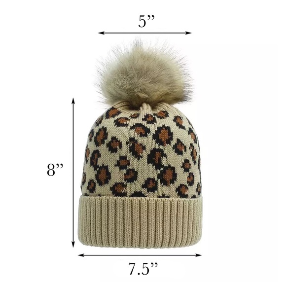 Trendy Black Leopard Knit Pom Pom Beanie - Picture 16 of 16